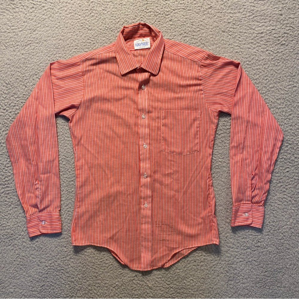 VTG Kaynee LS Blood Orange Slim Fit Button Up Shirt Men's Size 18 (S) Neck 14